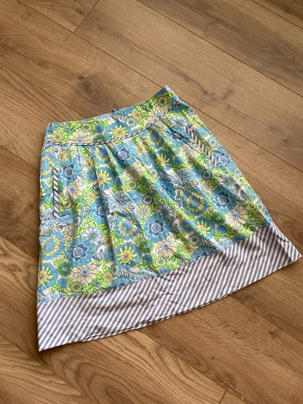 Lilly Pulitzer Blue, Green & Yellow Floral A-Line Skirt